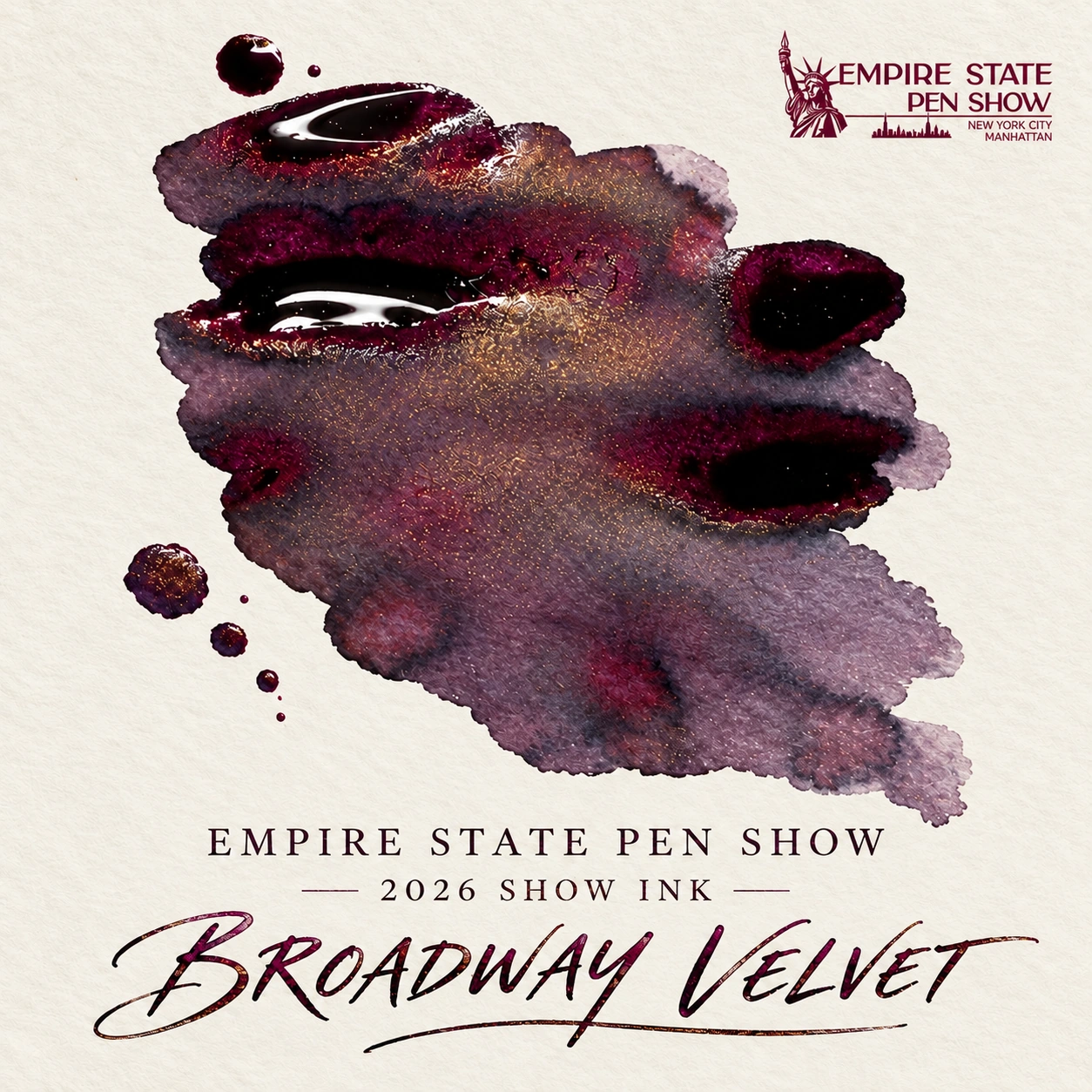 Broadway Velvet burgundy ink with gold shimmer